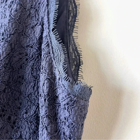 Adrianna Papell Sleeveless Lace Dress Zip Back Navy Size 12 - Picture 4 of 9